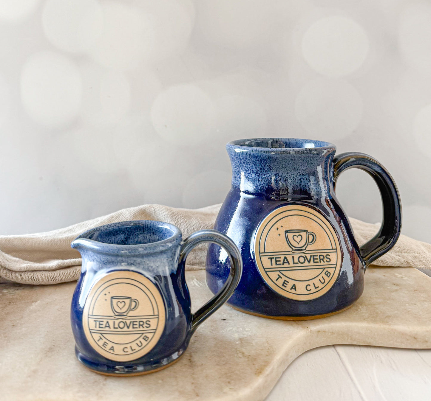 Tea Lovers Tea Club Navy with Powder Blue and White Travel Mug