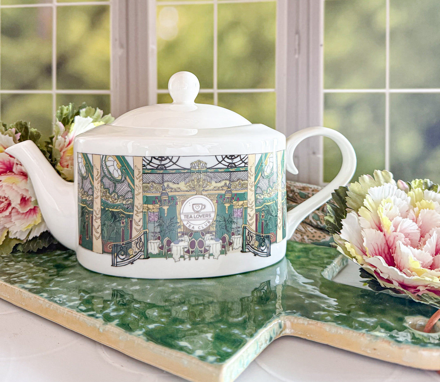 Green Art Deco Tea lovers Tea Club Teapot