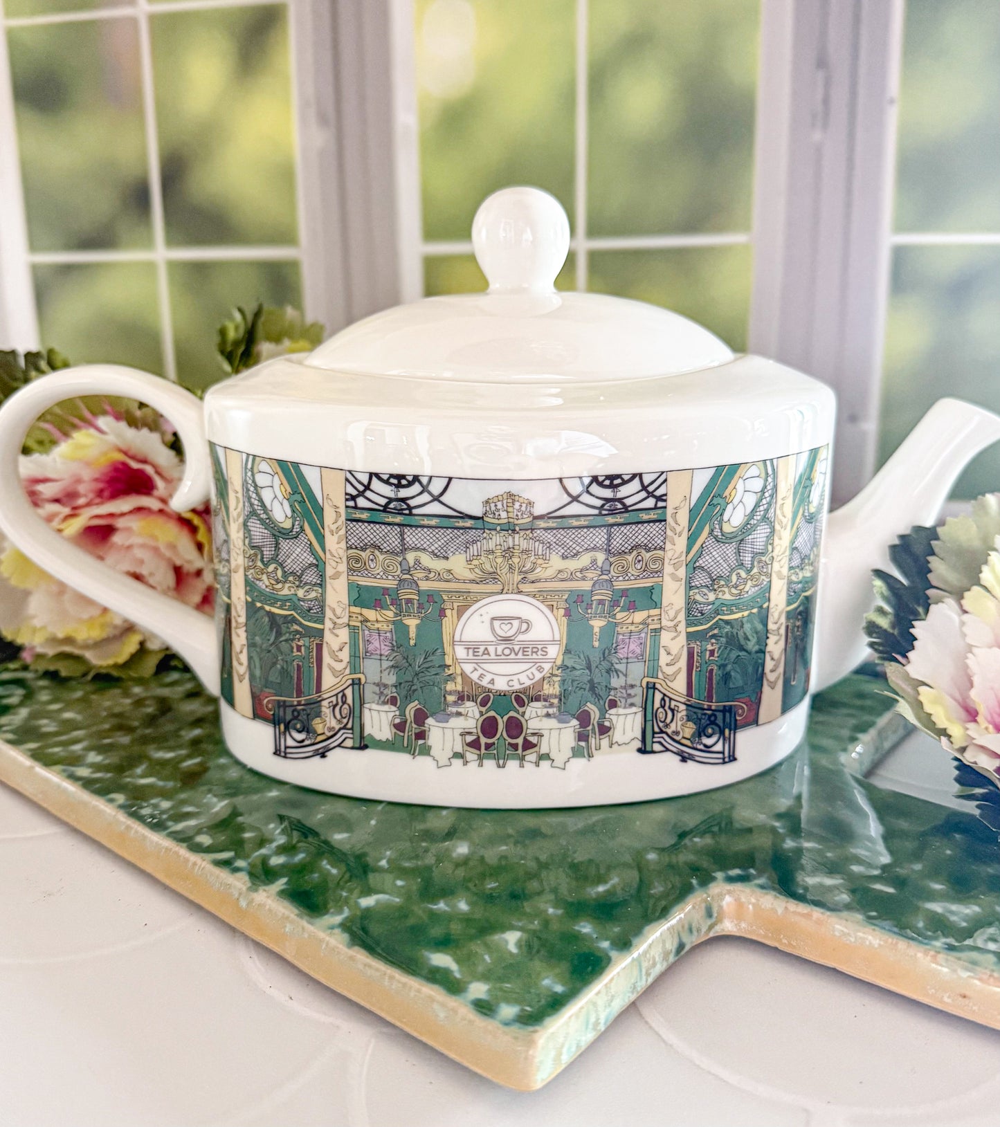Green Art Deco Tea lovers Tea Club Teapot