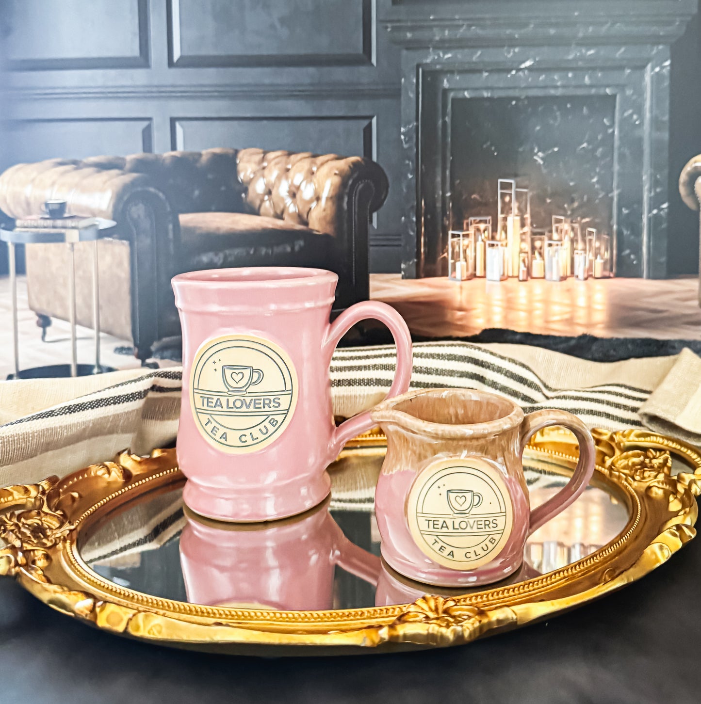 Tea Lovers Tea Club Pink with Sand and White Milk Tot