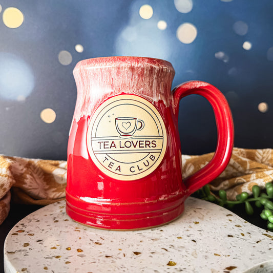 Tea Lovers Tea Club Red with Sand and White Endicott Double Medallion Tankard