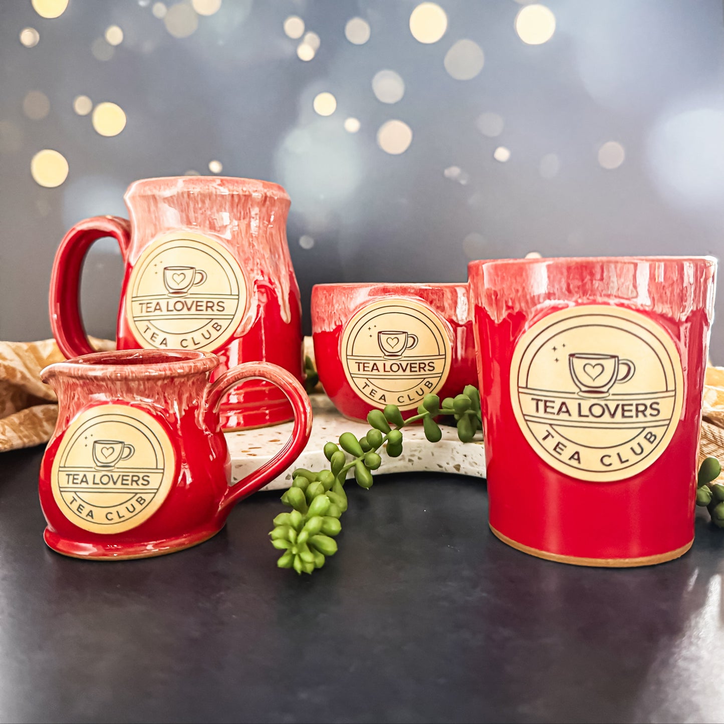 Tea Lovers Tea Club Red with Sand and White Sipper Cup