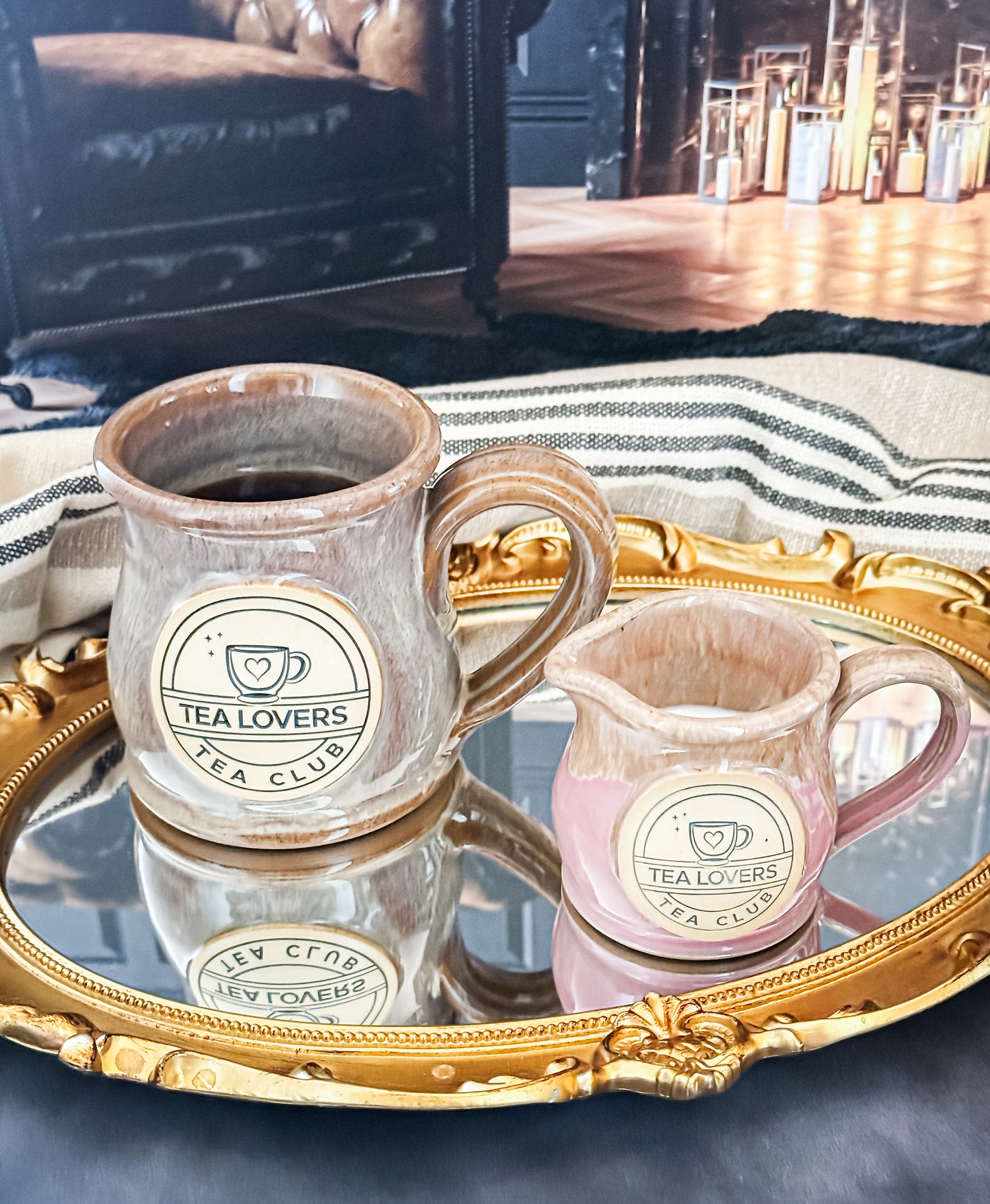 Tea Lovers Tea Club Pink with Sand and White Milk Tot