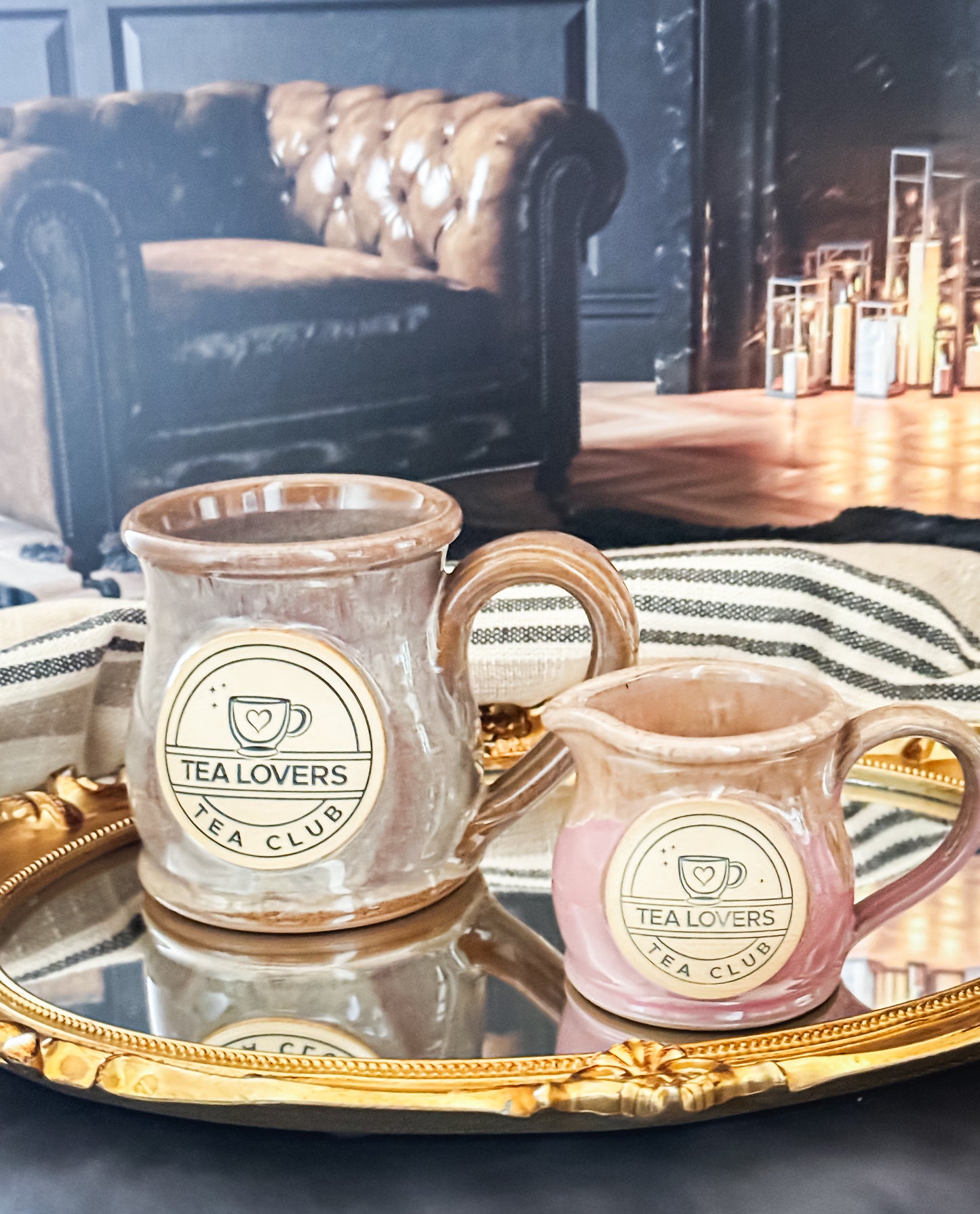 Tea Lovers Tea Club Pink with Sand and White Milk Tot