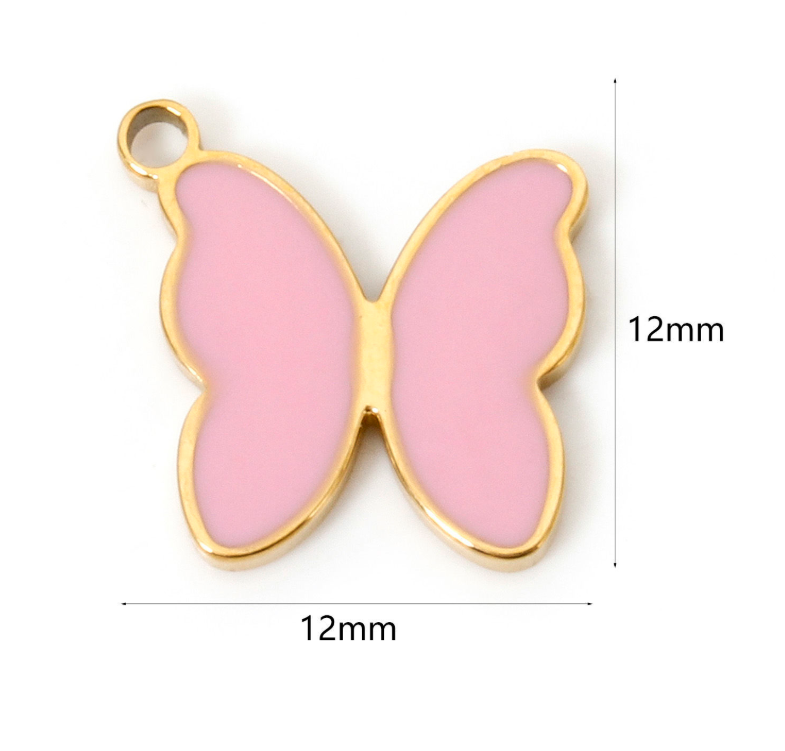 Butterfly Gold Pink Charm