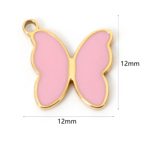 Butterfly Gold Pink Charm