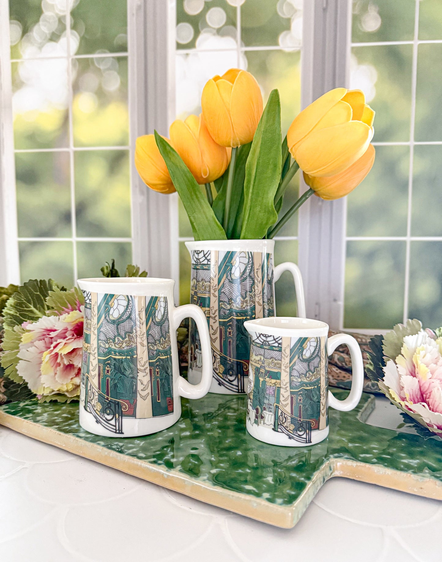 Green Art Deco Jug UK QUARTER PINT