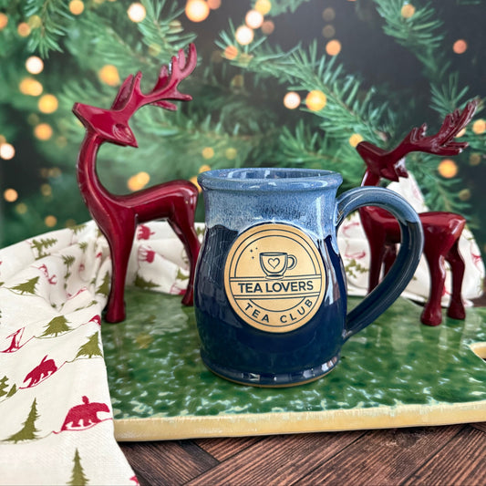 Tea Lovers Tea Club Tall Belly Navy With Powder Blue and White