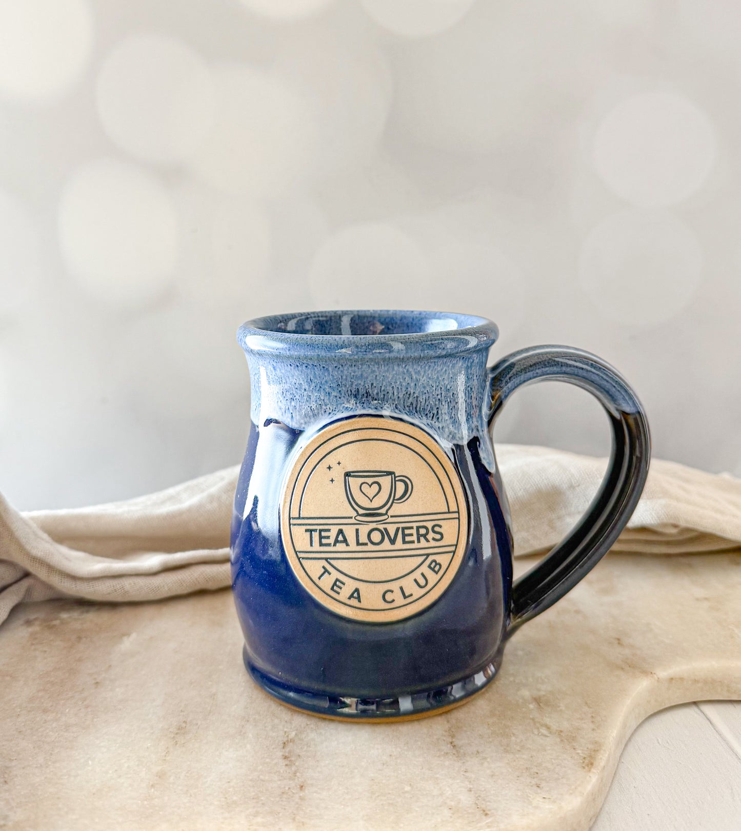 Tea Lovers Tea Club Tall Belly Navy With Powder Blue and White