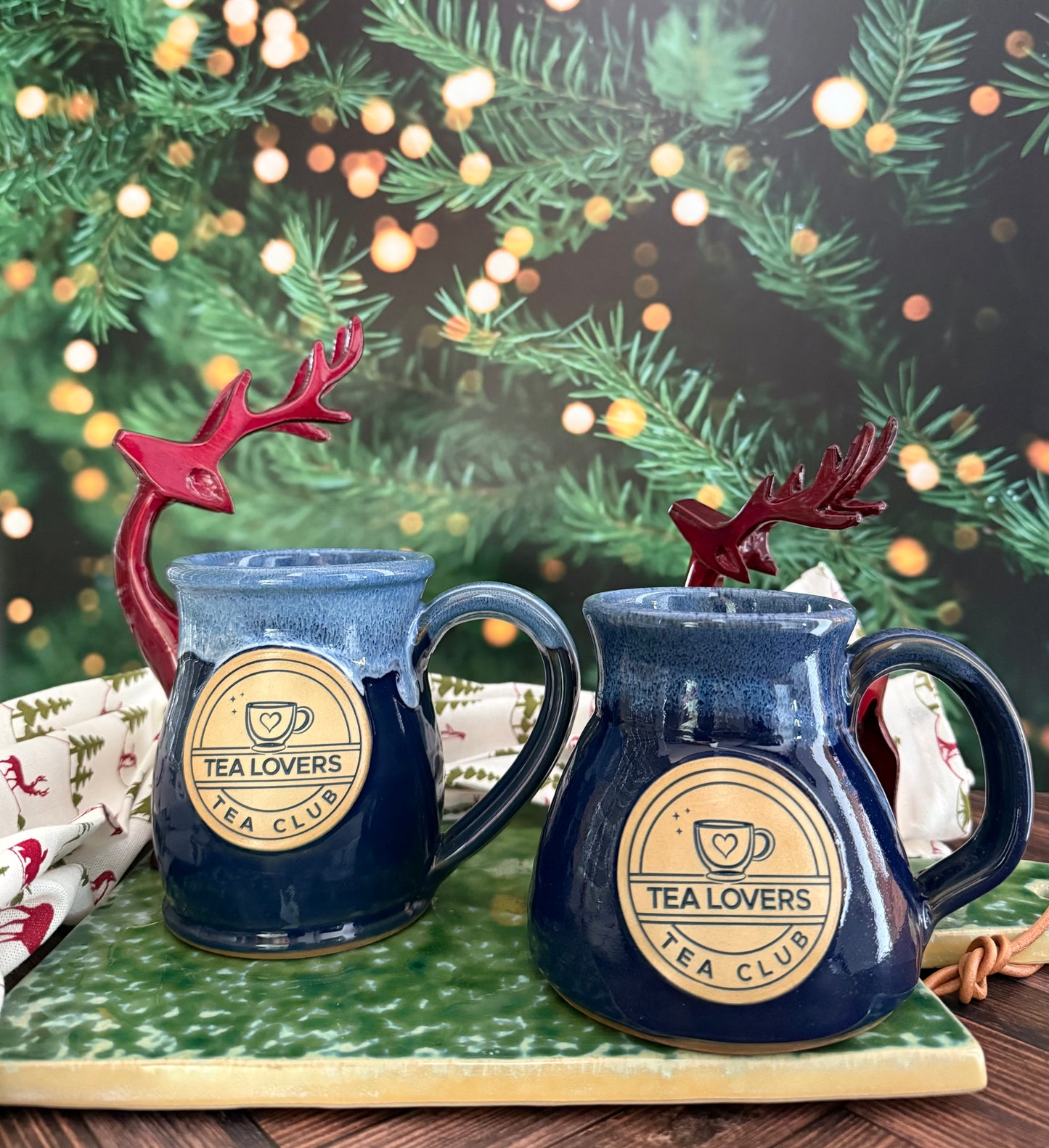 Tea Lovers Tea Club Tall Belly Navy With Powder Blue and White