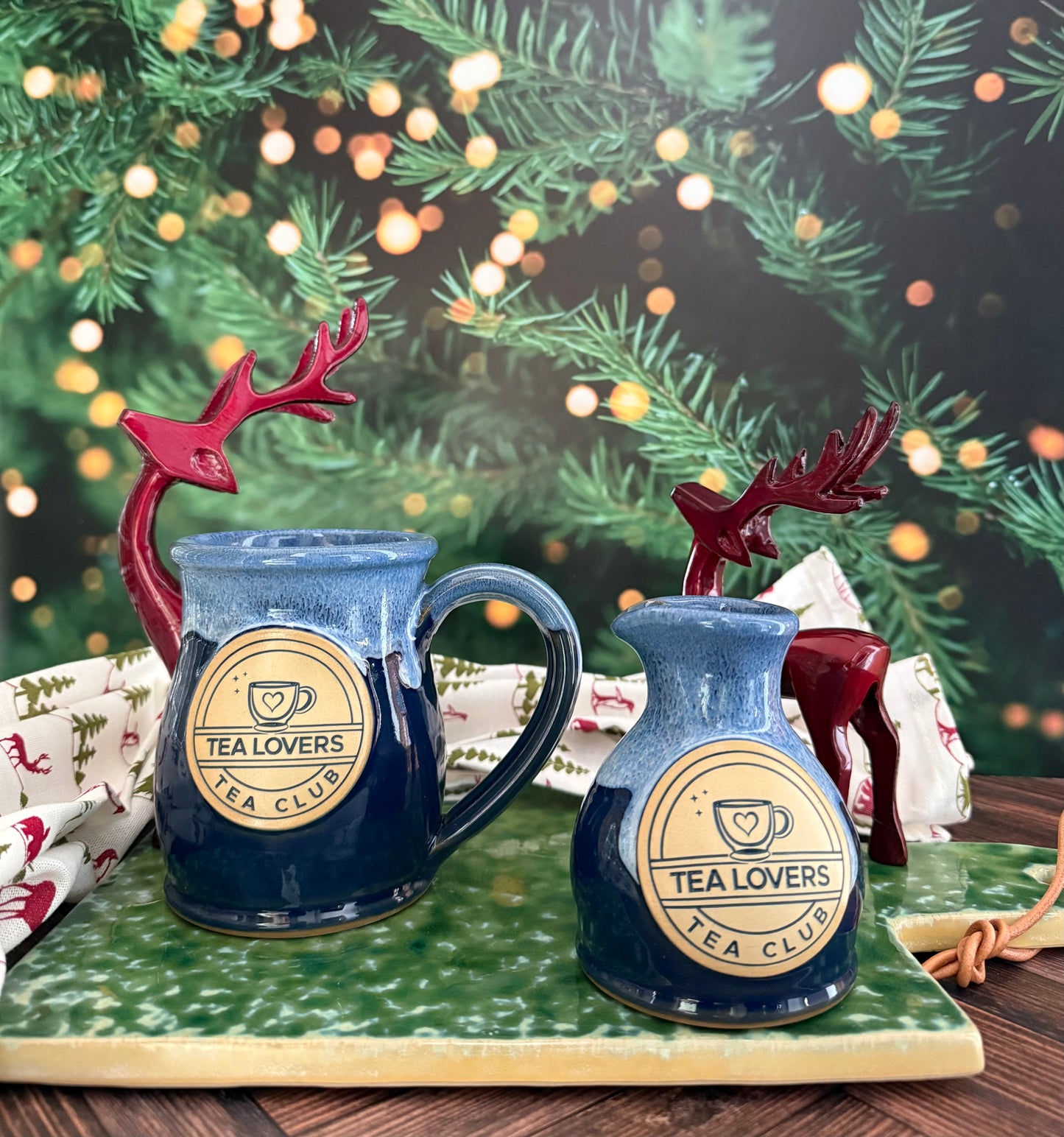 Tea Lovers Tea Club Navy Creamer with Powder Blue and white