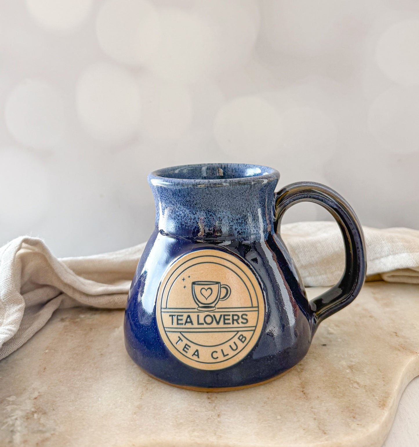 Tea Lovers Tea Club Navy with Powder Blue and White Travel Mug