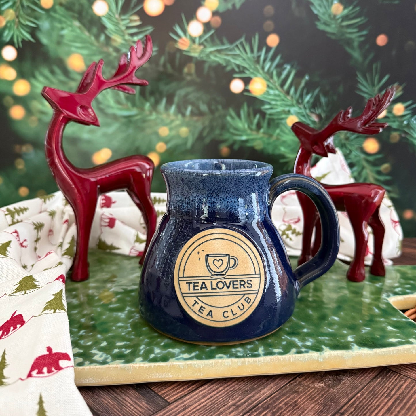 Tea Lovers Tea Club Navy with Powder Blue and White Travel Mug