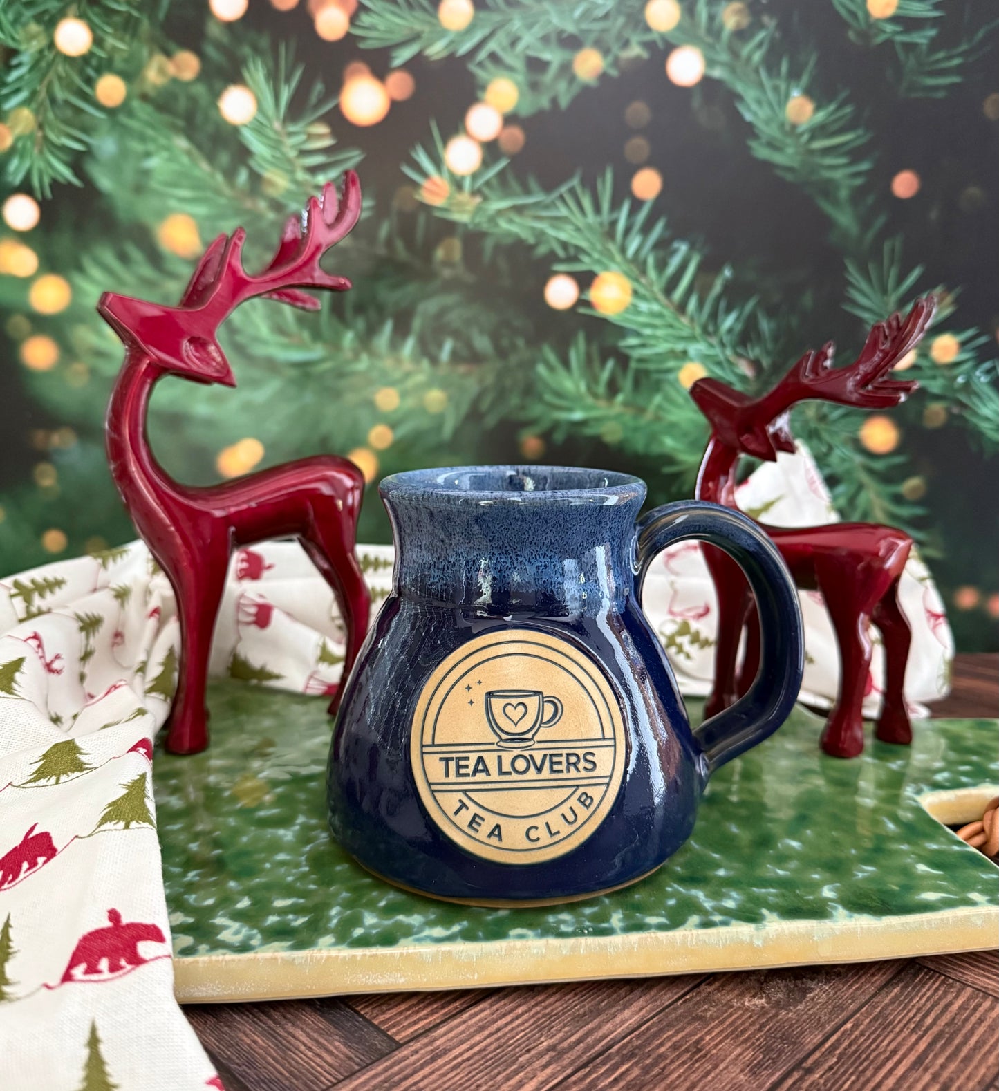 Tea Lovers Tea Club Navy with Powder Blue and White Travel Mug