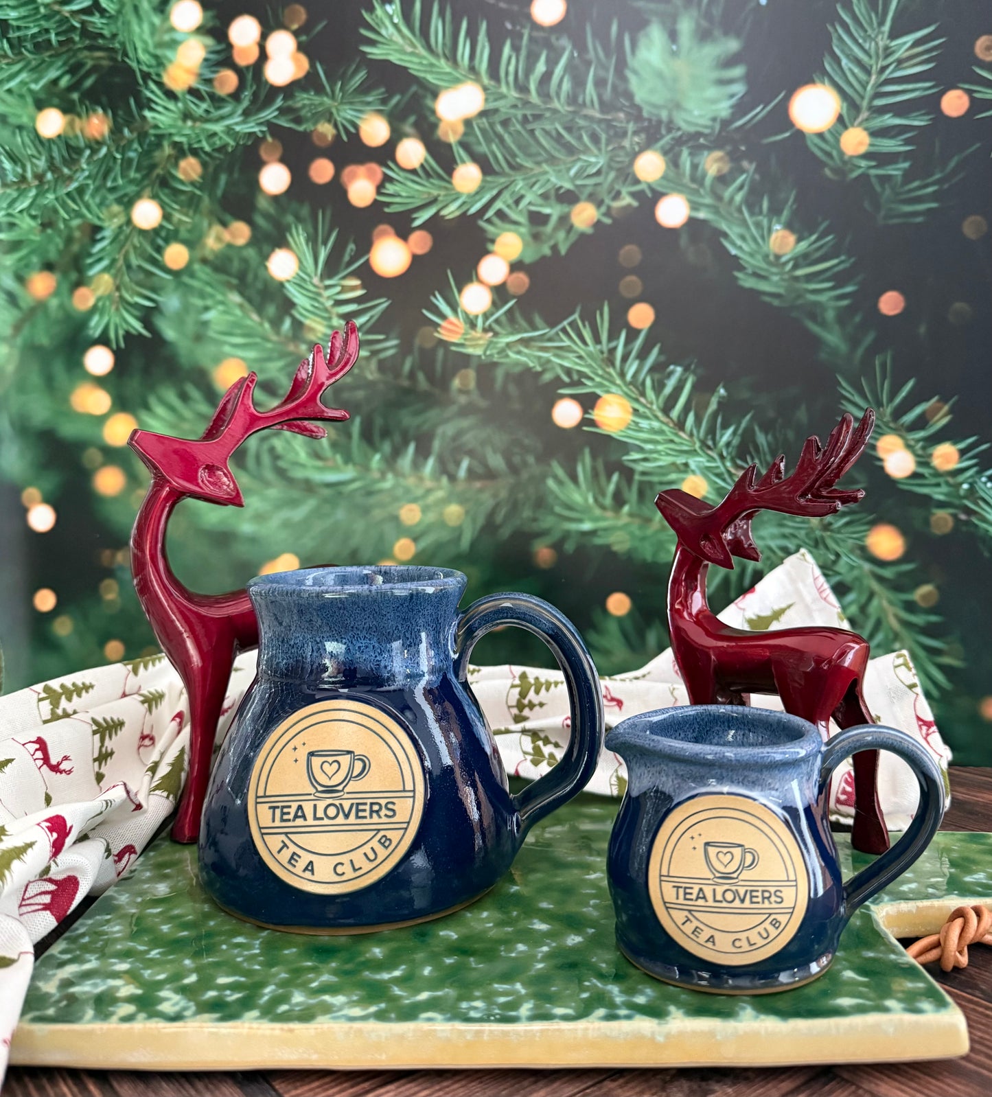 Tea Lovers Tea Club Milk Tot Navy With Powder Blue and White