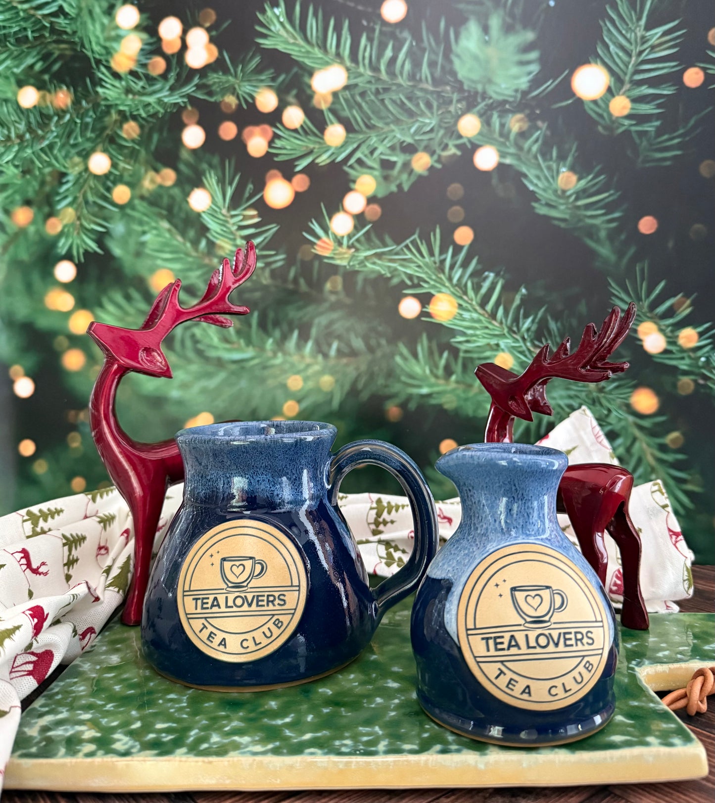 Tea Lovers Tea Club Navy with Powder Blue and White Travel Mug