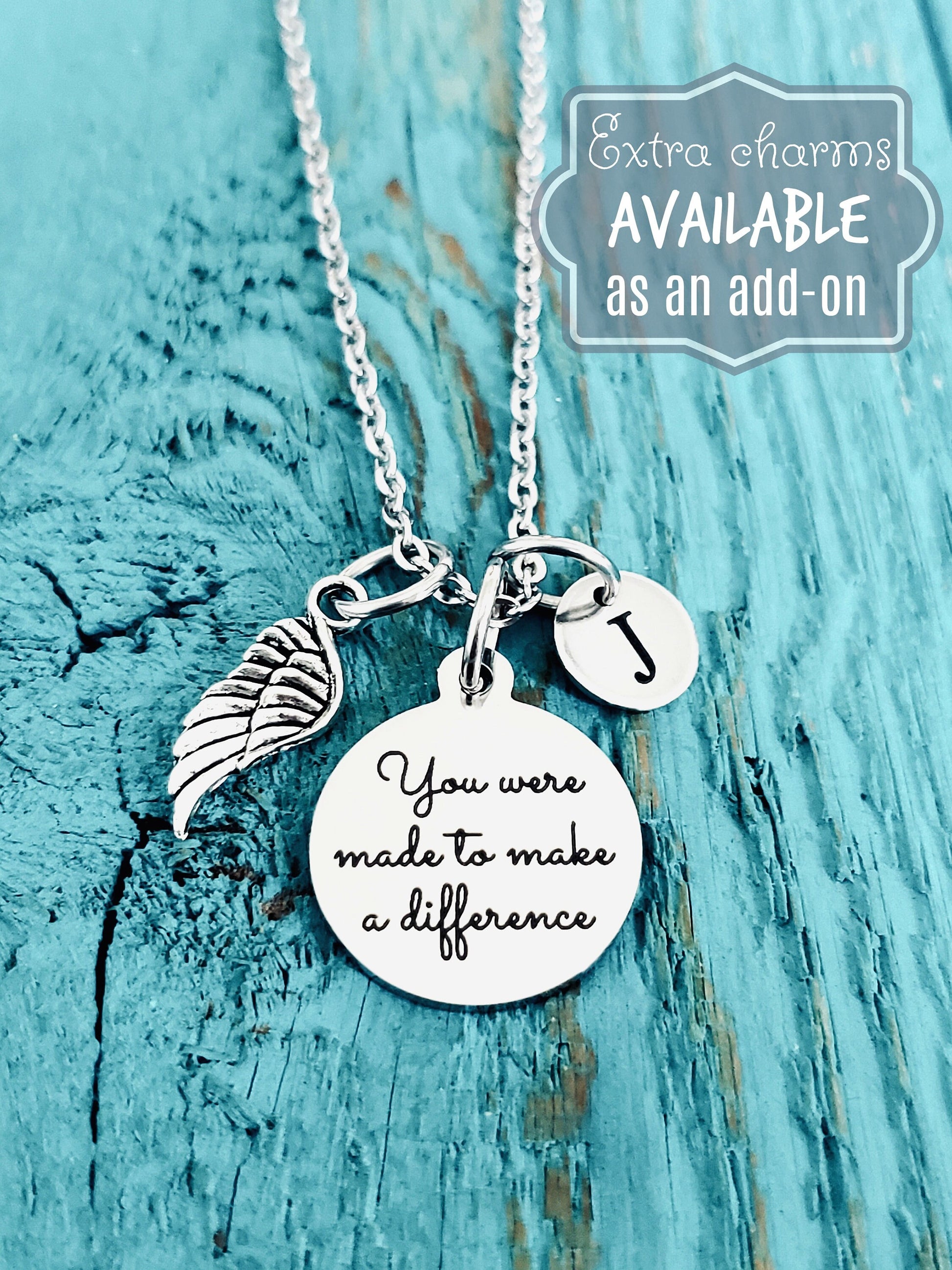 You were made to, make a difference, Quote, Inspirational, Motivational, Grad, Graduation, Class of 2021, Silver Necklace, Charm Necklace