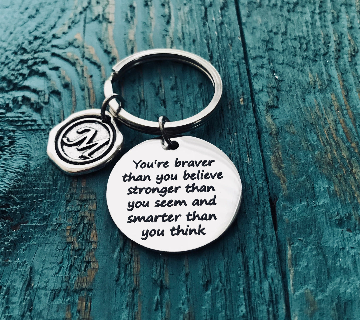 You're braver than you believe, Silver Jewelry, Gift, inspiration, Inspire, Encourage, Recovery, Graduation, Silver Keychain, Silver Keyring