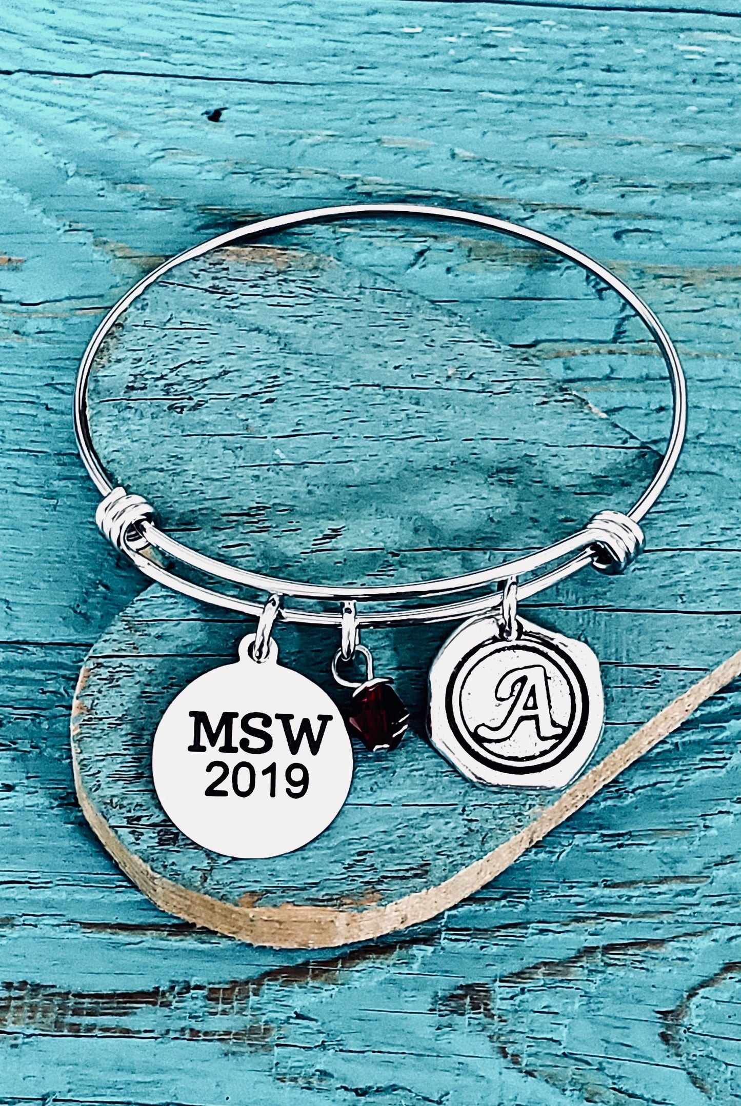 MSW, 2023, Master of Social Work, Masters degree, Social Worker, Professional Jewelry, Silver Jewelry, Graduation, Grad, Silver Bracelet