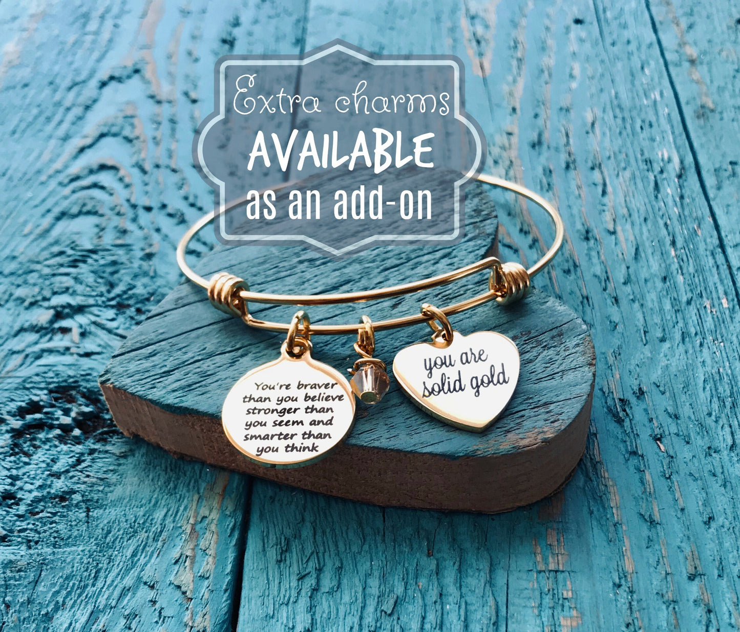 You're braver, than you believe, Gold Jewelry, Gift, inspiration, Inspire, Encourage, Recovery, Graduation, Gold Bracelet, Charm Bracelet