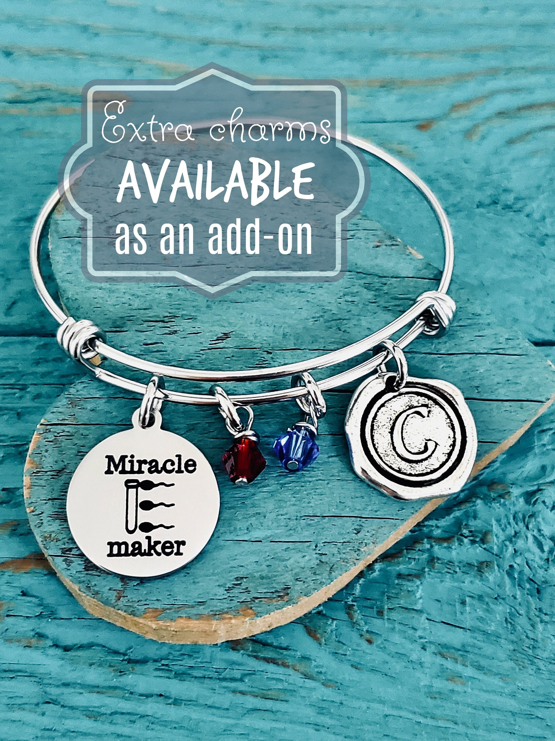 Miracle maker, IVF, Fertility, Infertility, IVF Nurse, IVF Doctor, Transfer day, test tube, Sperm, silver Bracelet, Charm Bracelet, Gifts