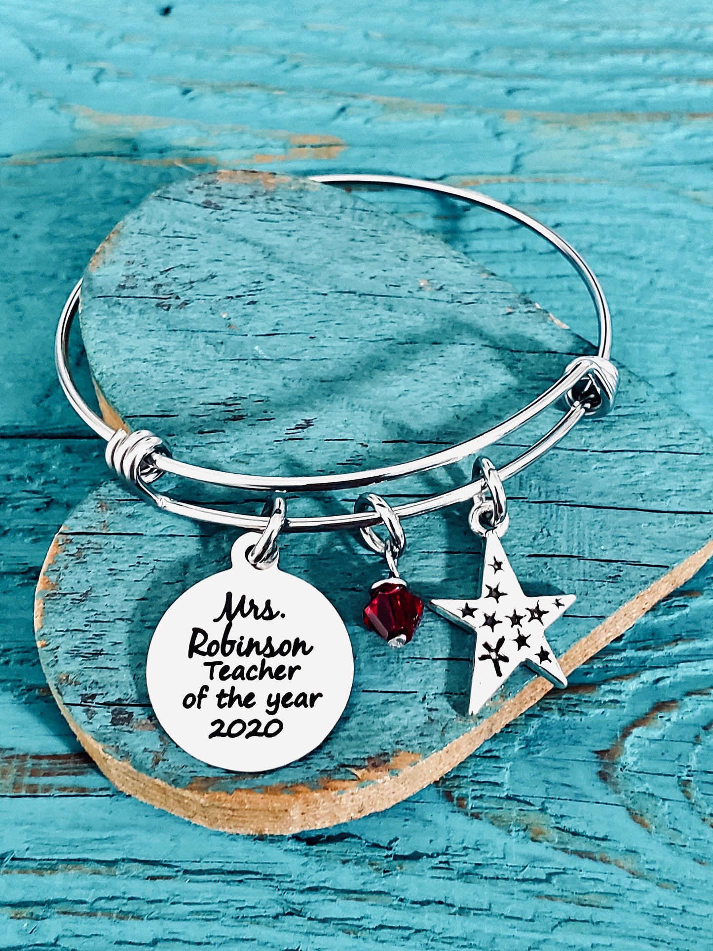 Teacher of the year, Silver Bracelet, Charm Bracelet, Gift for, Teacher, Teaching assistant, Personalized, End of year, Teacher Appreciation