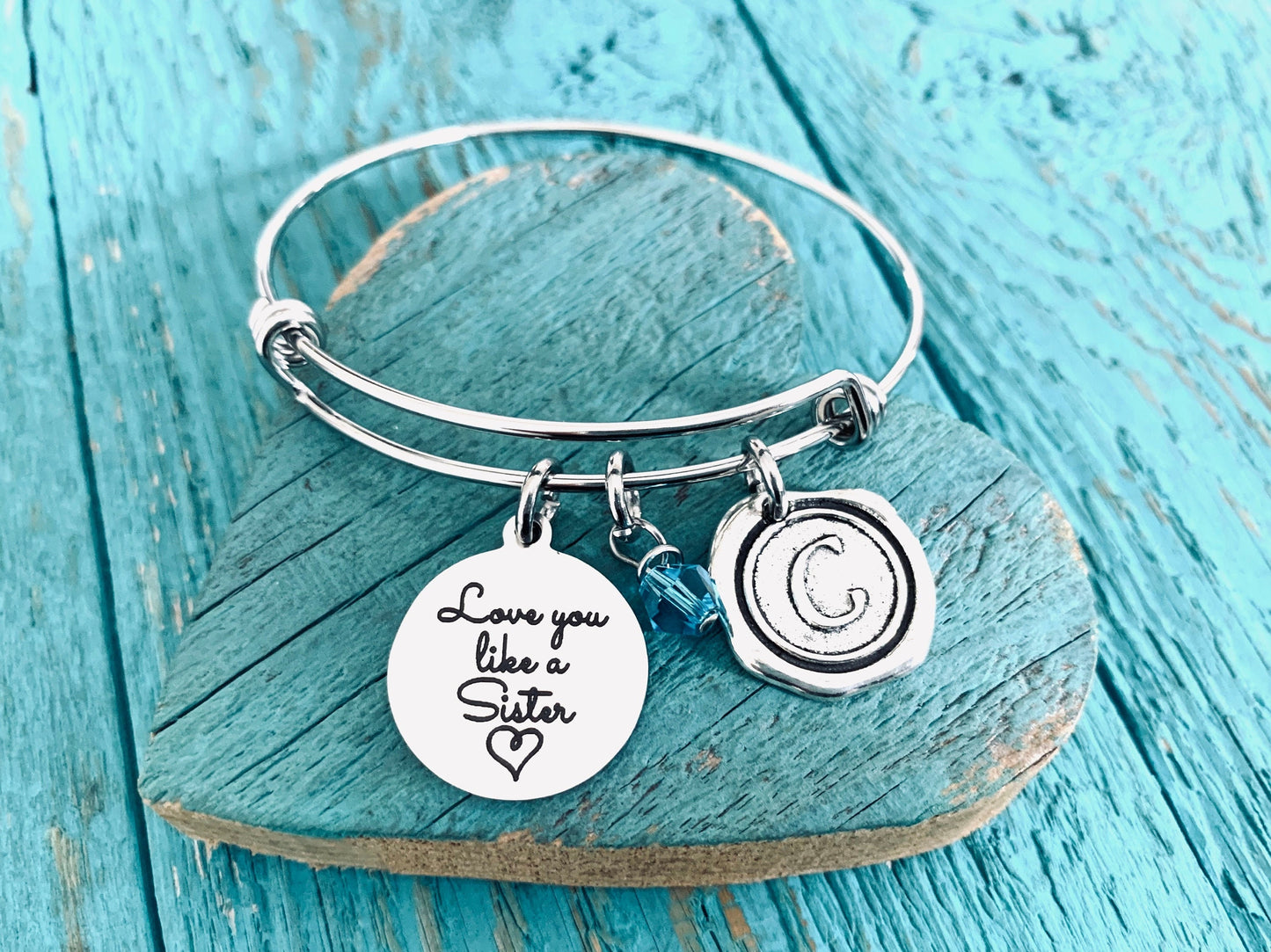 Love you like a sister, Friend, Best Friend, Friendship, Forever, Bestie, Charm Bracelet, Silver Bracelet, Silver Jewelry, Gift, Customized