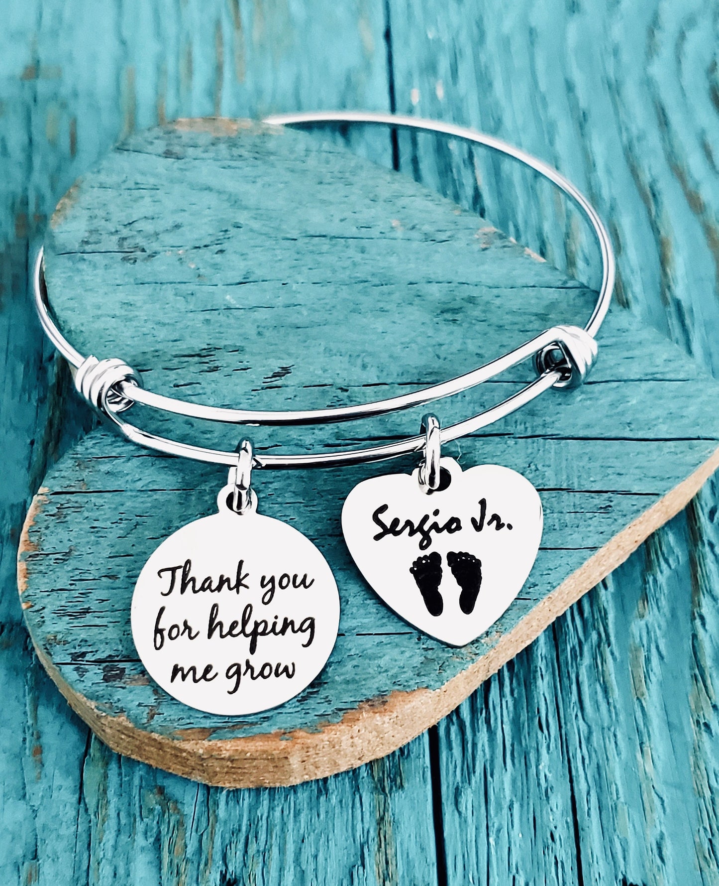 Thank you for, helping me grow, Silver Bracelet, Gift for, SCBU, Neonatal, Childminder, Nurse Thank you gift, premmie, Nanny, babysitter