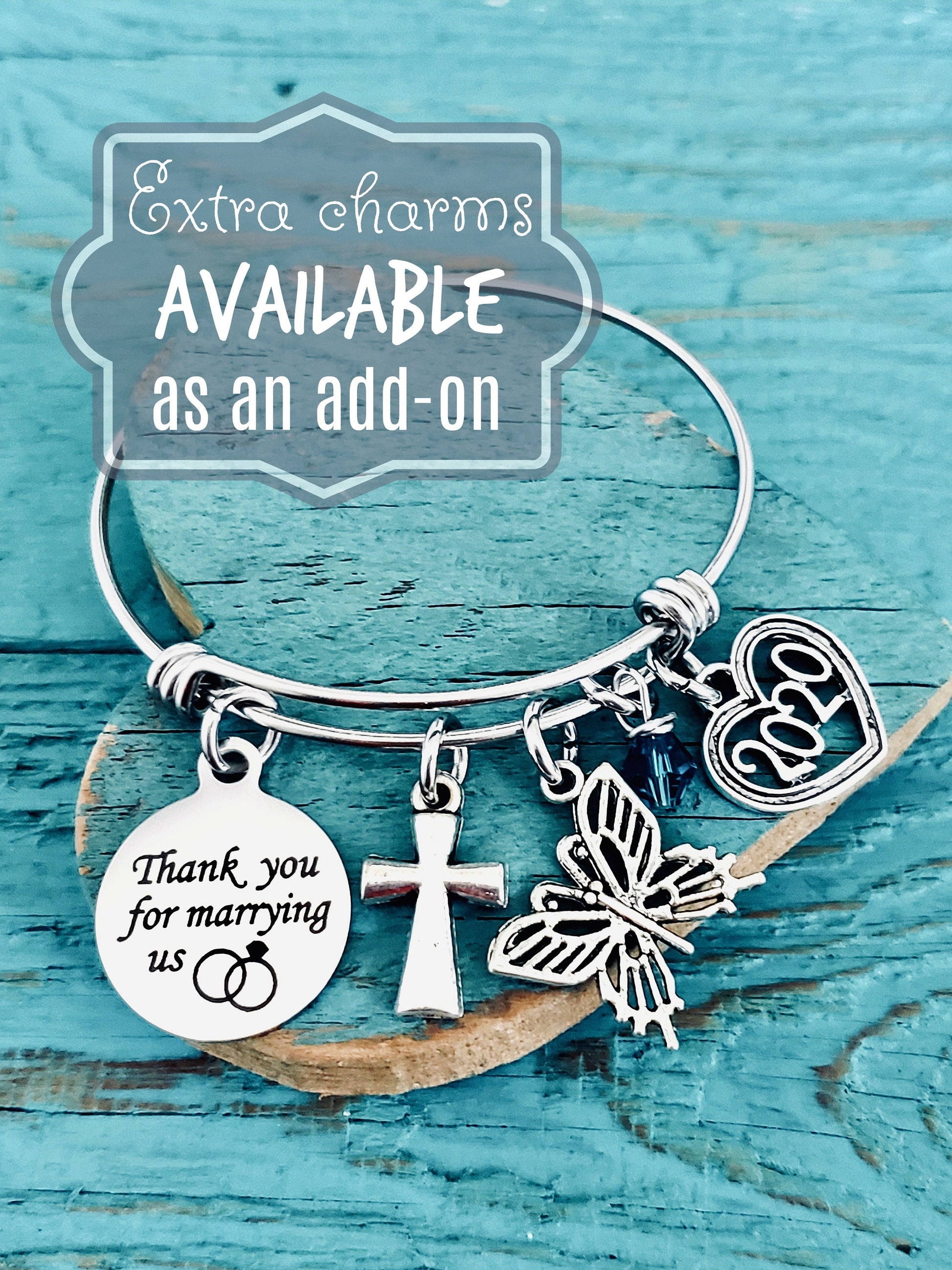 Thank you, for marrying us, Wedding, Minister, Pastor, Officiant, Wedding Officiant, Thank you Gift, Silver Bracelet, Charm bracelet, Gifts