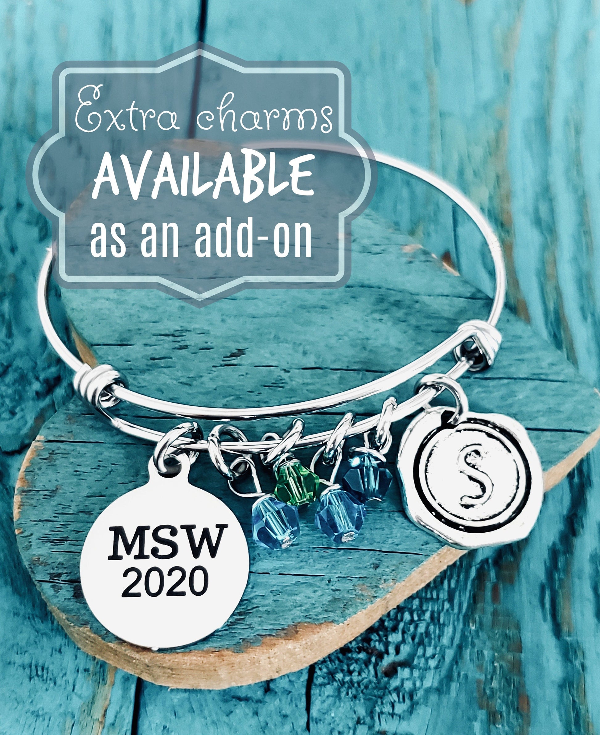 MSW, 2023, Master of Social Work, Masters degree, Social Worker, Professional Jewelry, Silver Jewelry, Graduation, Grad, Silver Bracelet