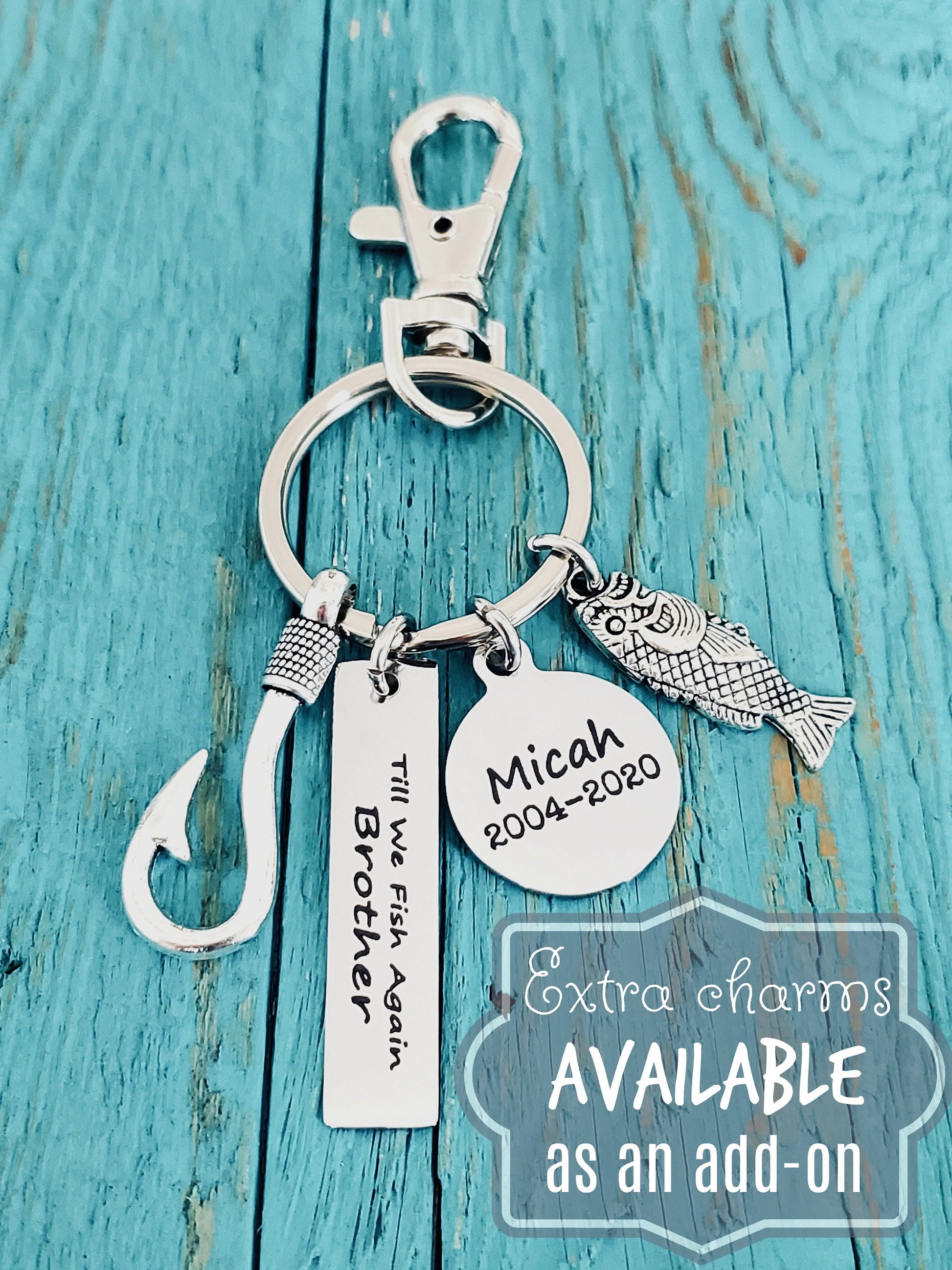 Till we fish again, fish hook, Memorial, Gift, Bereavement, loss of loved one, Silver Keychain, Dad, Daddy, Father, Grandfather, Grandpa