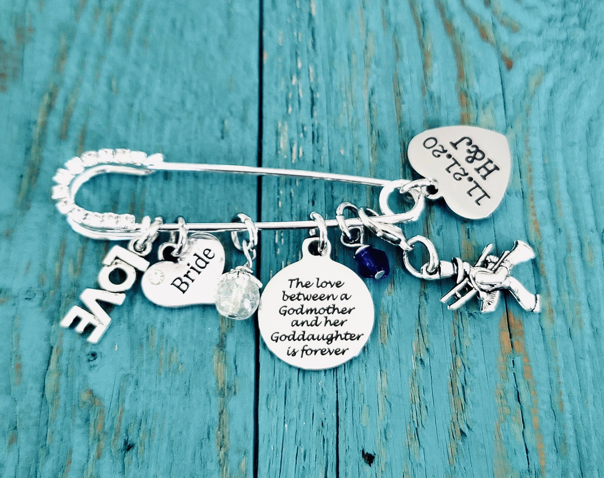 The love between a, godmother and goddaughter is forever, Something Blue, Silver Kilt Pin Brooch, Silver Brooch, silver kilt pin, Bride