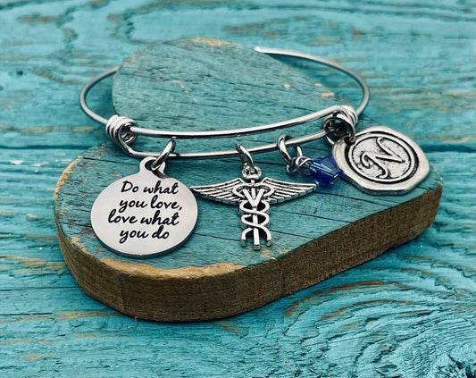 Veterinarian gift, Vet Bracelet, Veterinarian Charm Bracelet, She believed she could so she did, Vet tech Vet charm, Silver Bangle, Gift