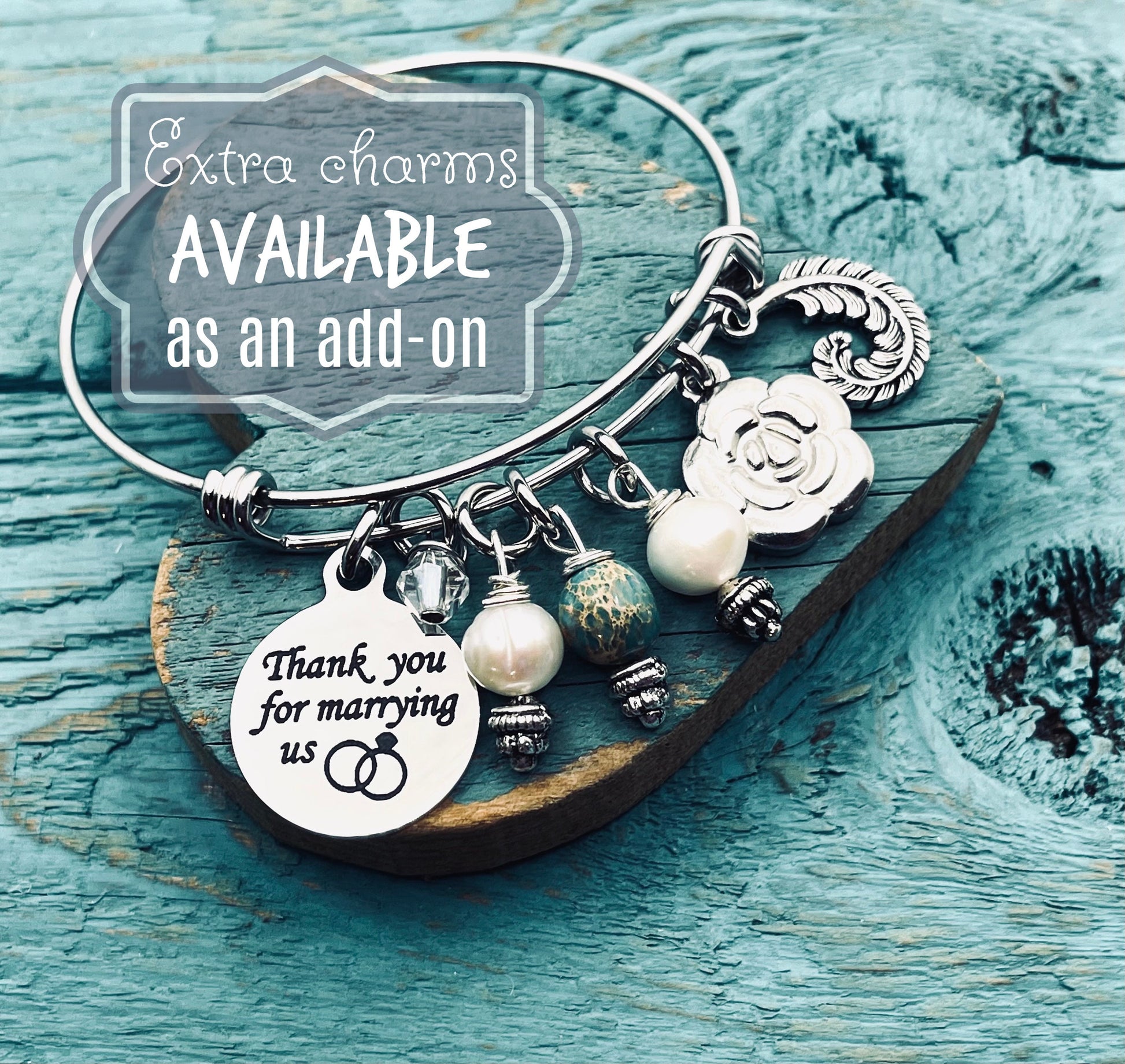 Thank you, for marrying us, Wedding, Minister, Pastor, Officiant, Wedding Officiant, Thank you Gift, Silver Bracelet, Charm bracelet, Gifts