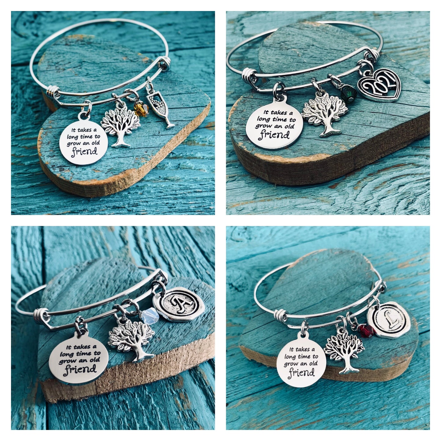 It takes a long, time to grow, an old friend, Friendship, Friend, Best Friend, Friendship Gift, Old Friend, Silver Bracelet, Charm Bracelet