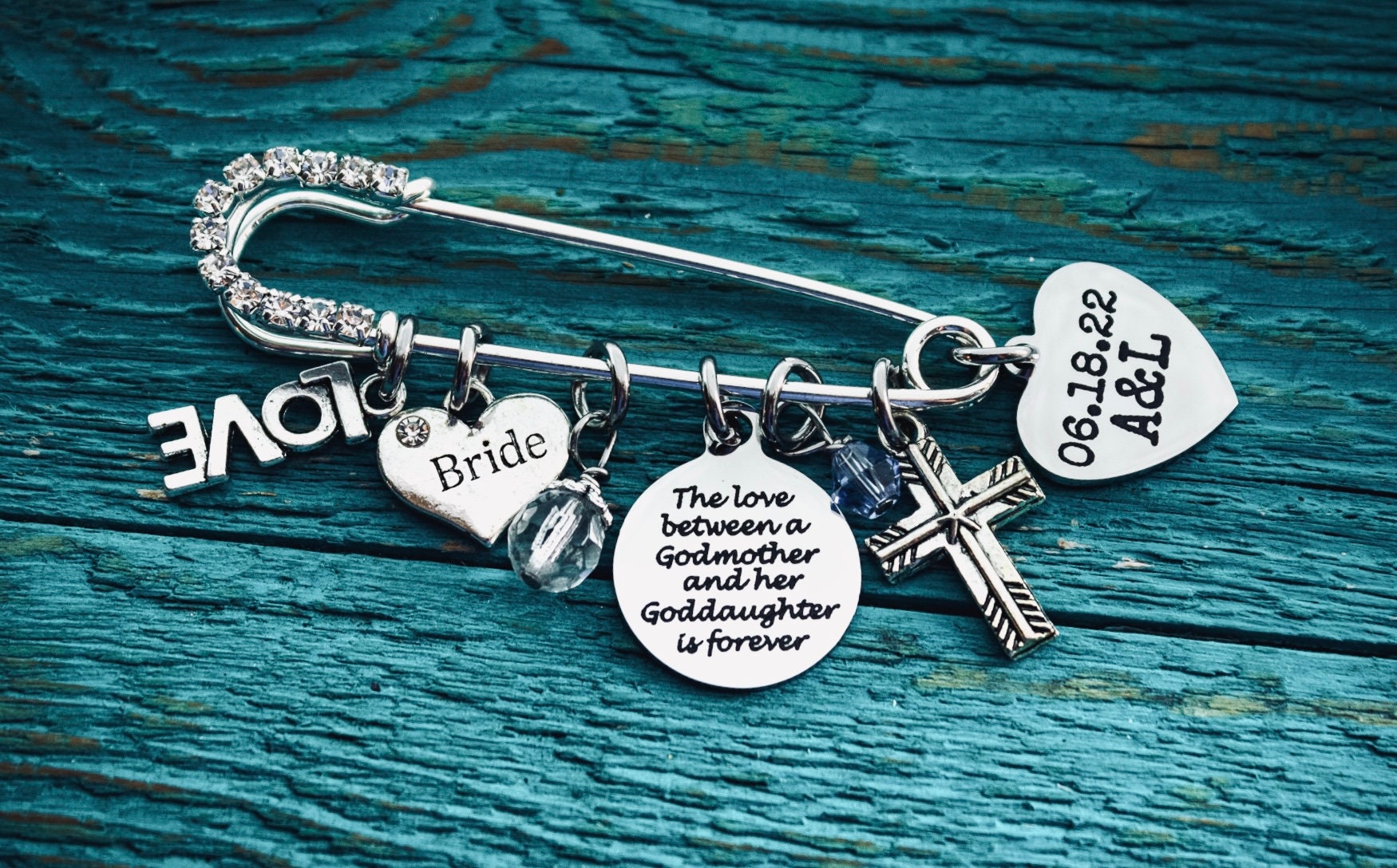 The love between a, godmother and goddaughter is forever, Something Blue, Silver Kilt Pin Brooch, Silver Brooch, silver kilt pin, Bride