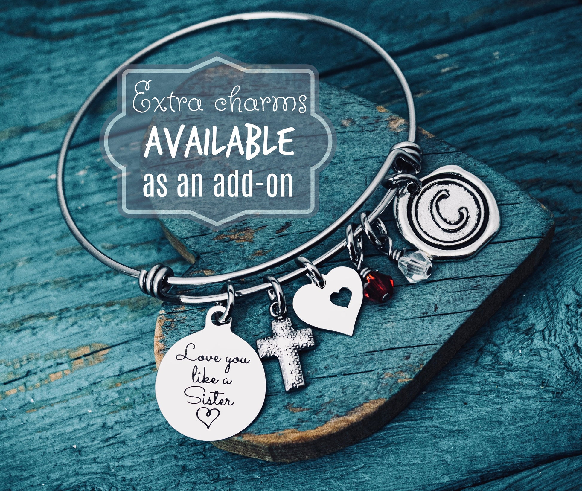 Love you like a sister, Friend, Best Friend, Friendship, Forever, Bestie, Charm Bracelet, Silver Bracelet, Silver Jewelry, Gift, Customized