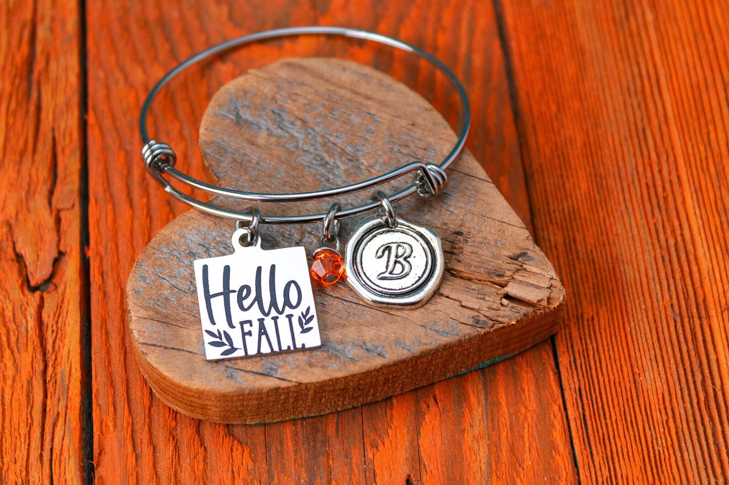 Hello Fall, Leaves, Beautiful, spooky, Halloween, Fall, Pumpkin, Bracelet, Jewelry, November, Holiday